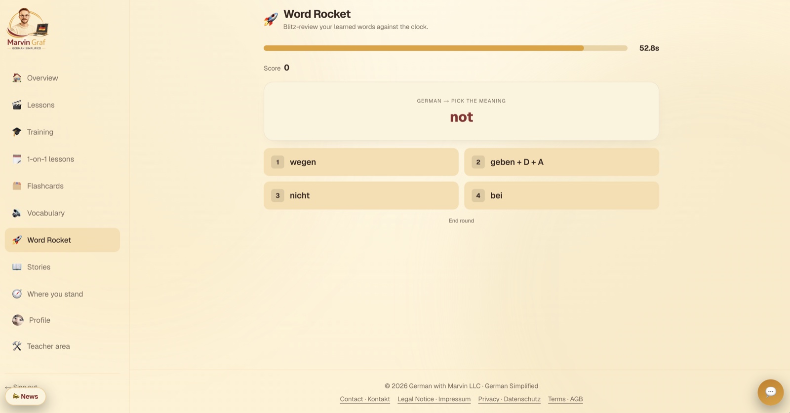 Word Rocket vocab game